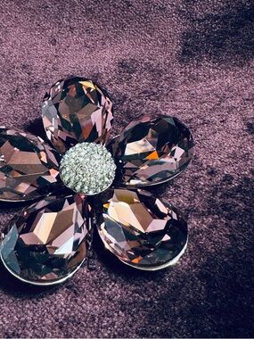 Crystal Flower Brooch in Deep Plum